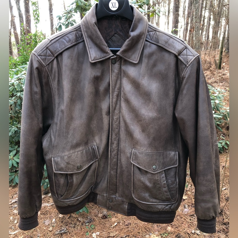 Roundtree & Yorke Leather Bomber Jacket
